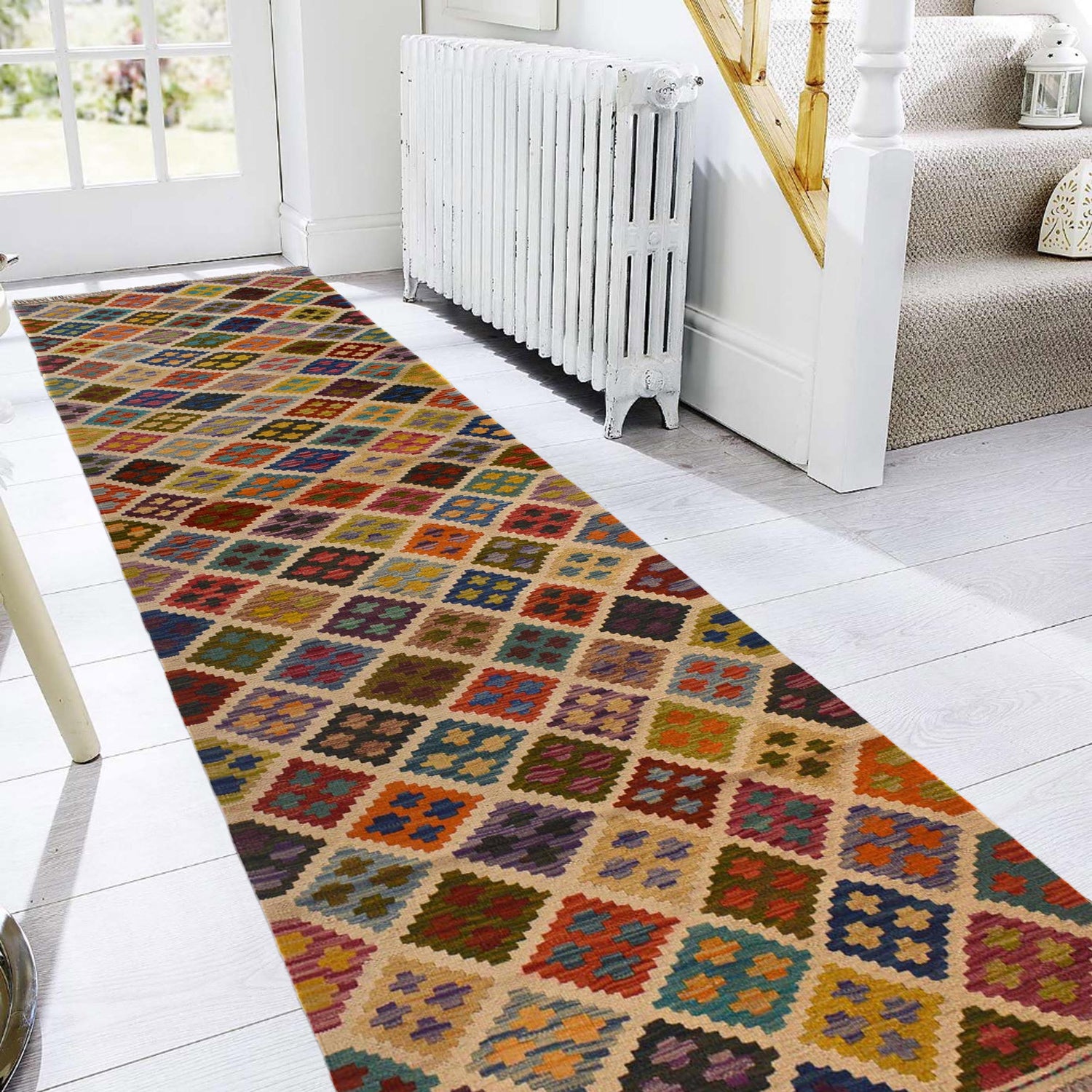 Handmade Multi Kilim Geometric 10' Runner