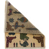 War Area Rug Handmade Beige Helicopter + Tanks + Grenade 2