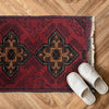 Handmade Wool Doormat Red Floral