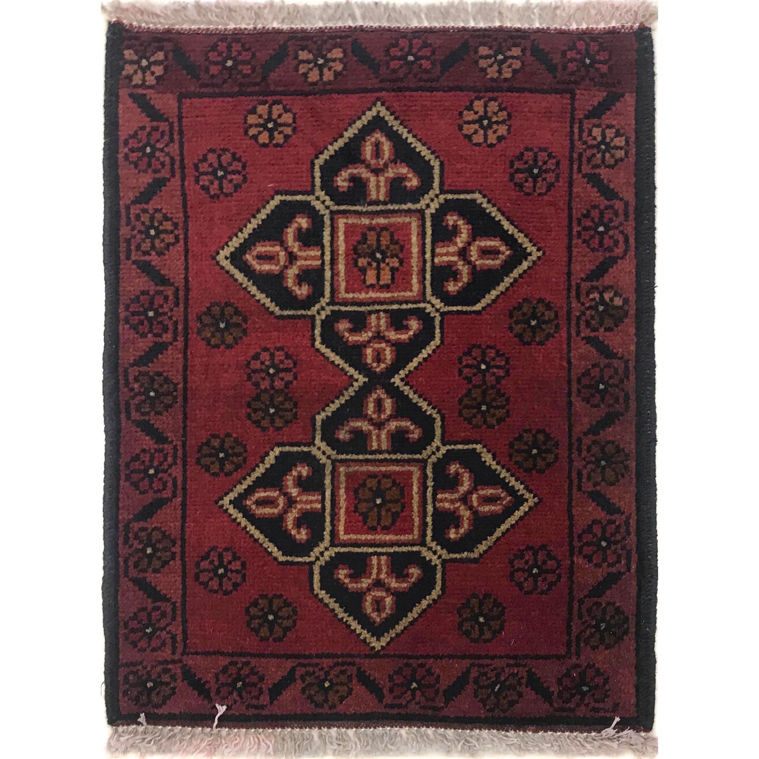 Handmade Wool Doormat Red Floral