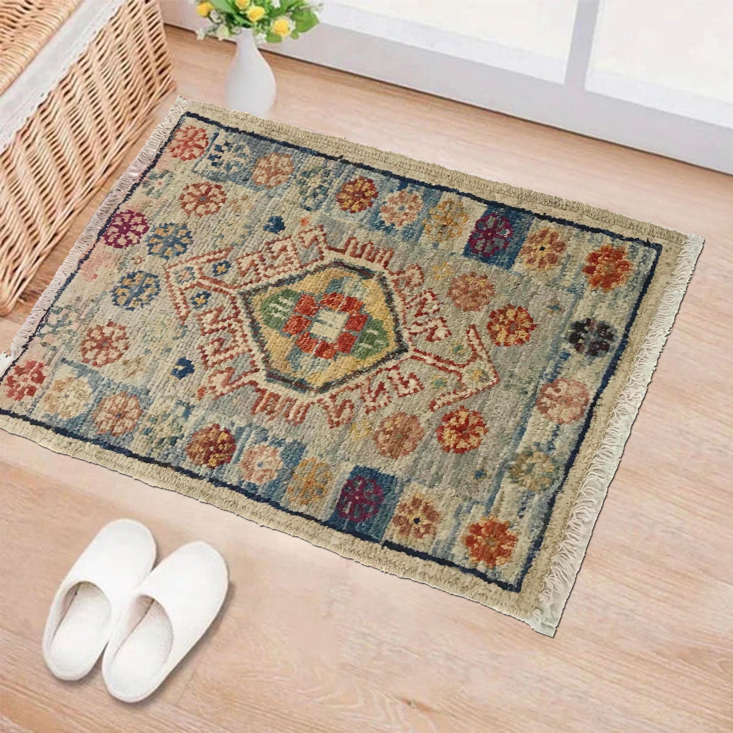 Handmade Wool Doormat Multi Geometric