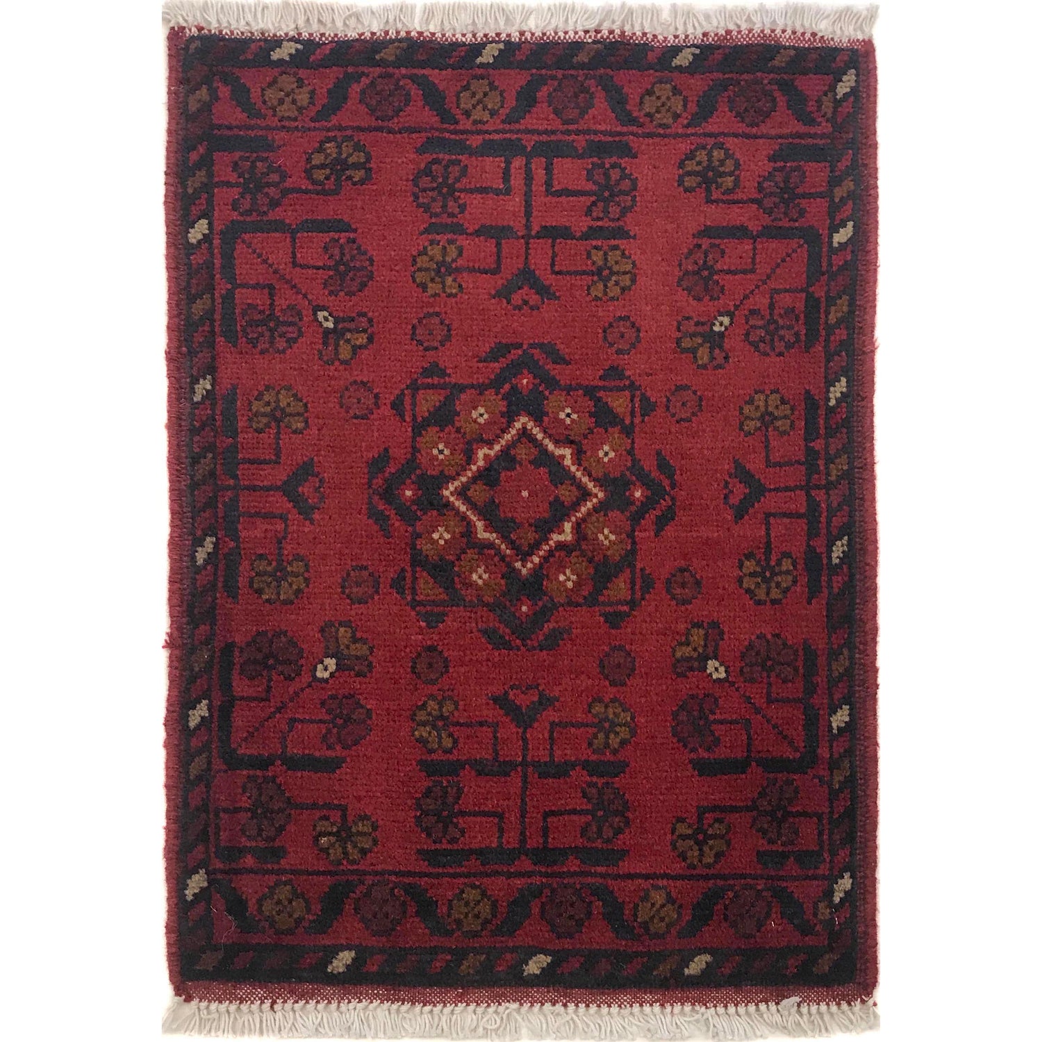 Handmade Wool Doormat Red Floral
