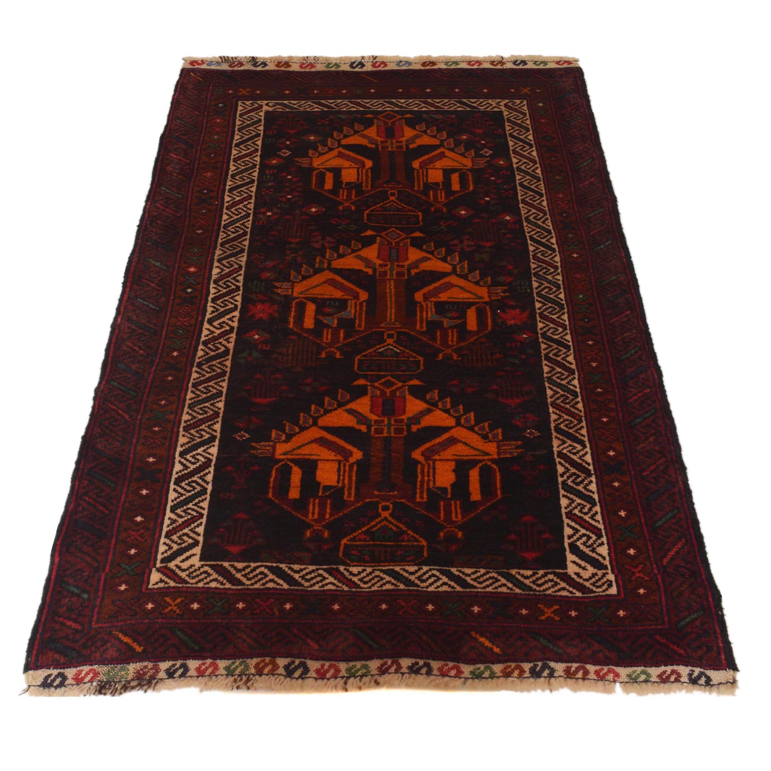 Baluchi Rug Handmade Multi Geometric 3x5 ft