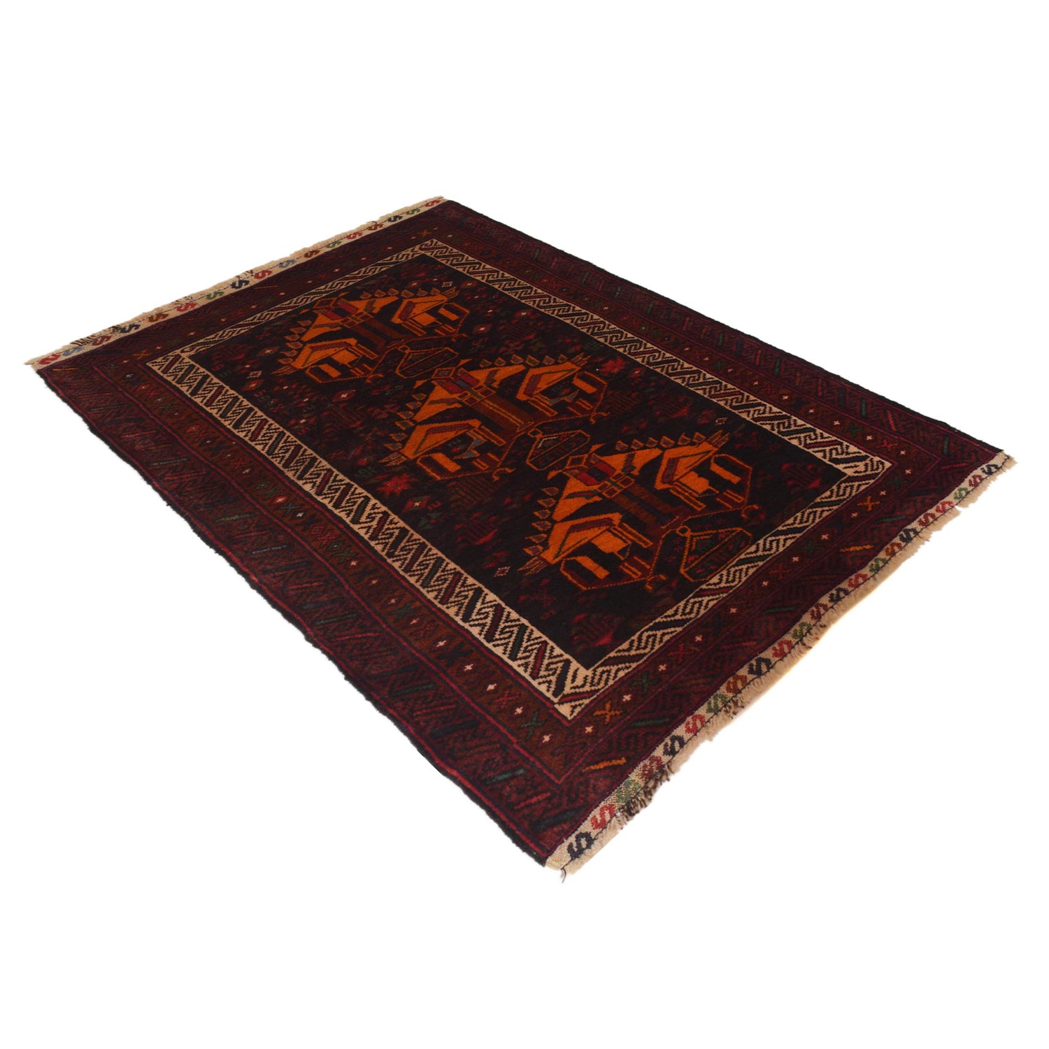 Baluchi Rug Handmade Multi Geometric 3x5 ft