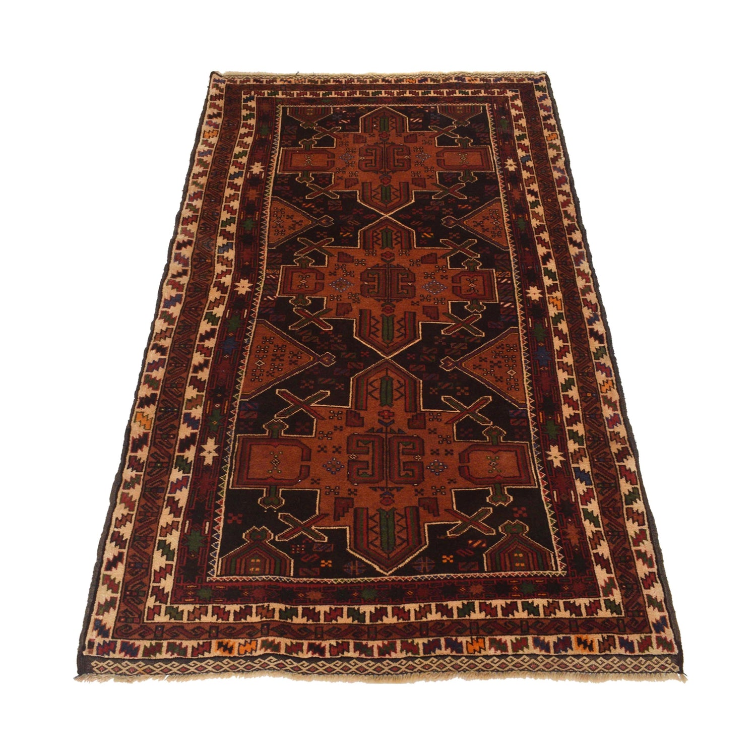 Baluchi Rug Handmade Multi Geometric 4x6 ft