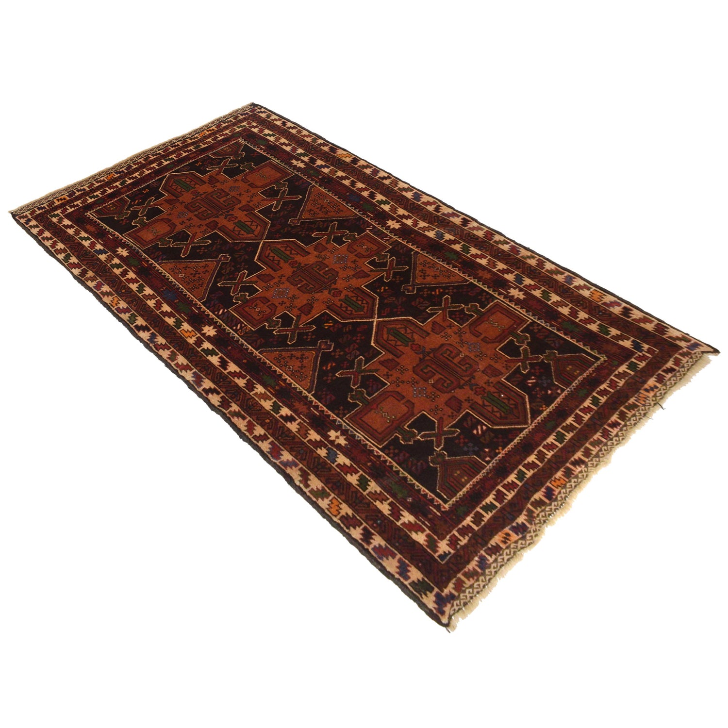 Baluchi Rug Handmade Multi Geometric 4x6 ft