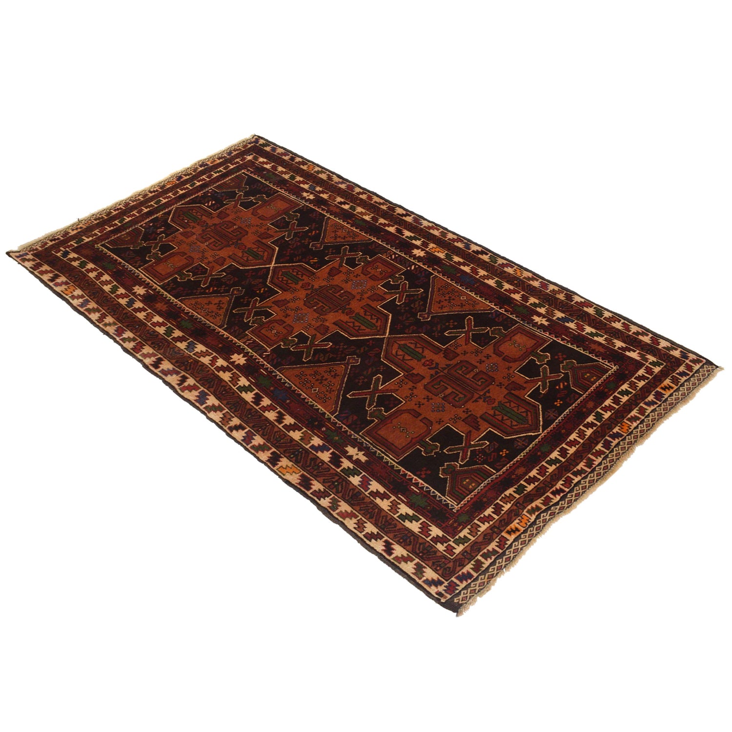 Baluchi Rug Handmade Multi Geometric 4x6 ft