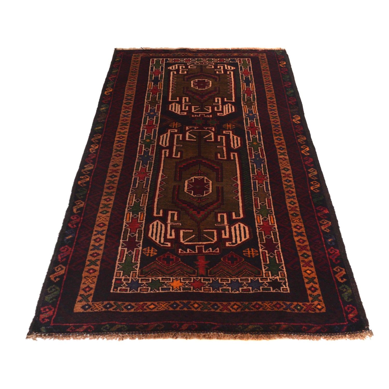 Baluchi Rug Handmade Multi Geometric 3x5 ft