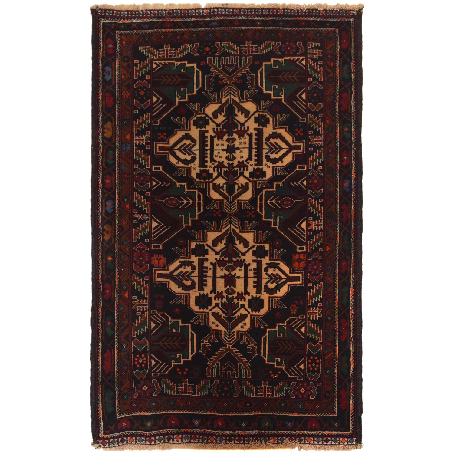 Baluchi Rug Handmade Multi Geometric 3x5 ft