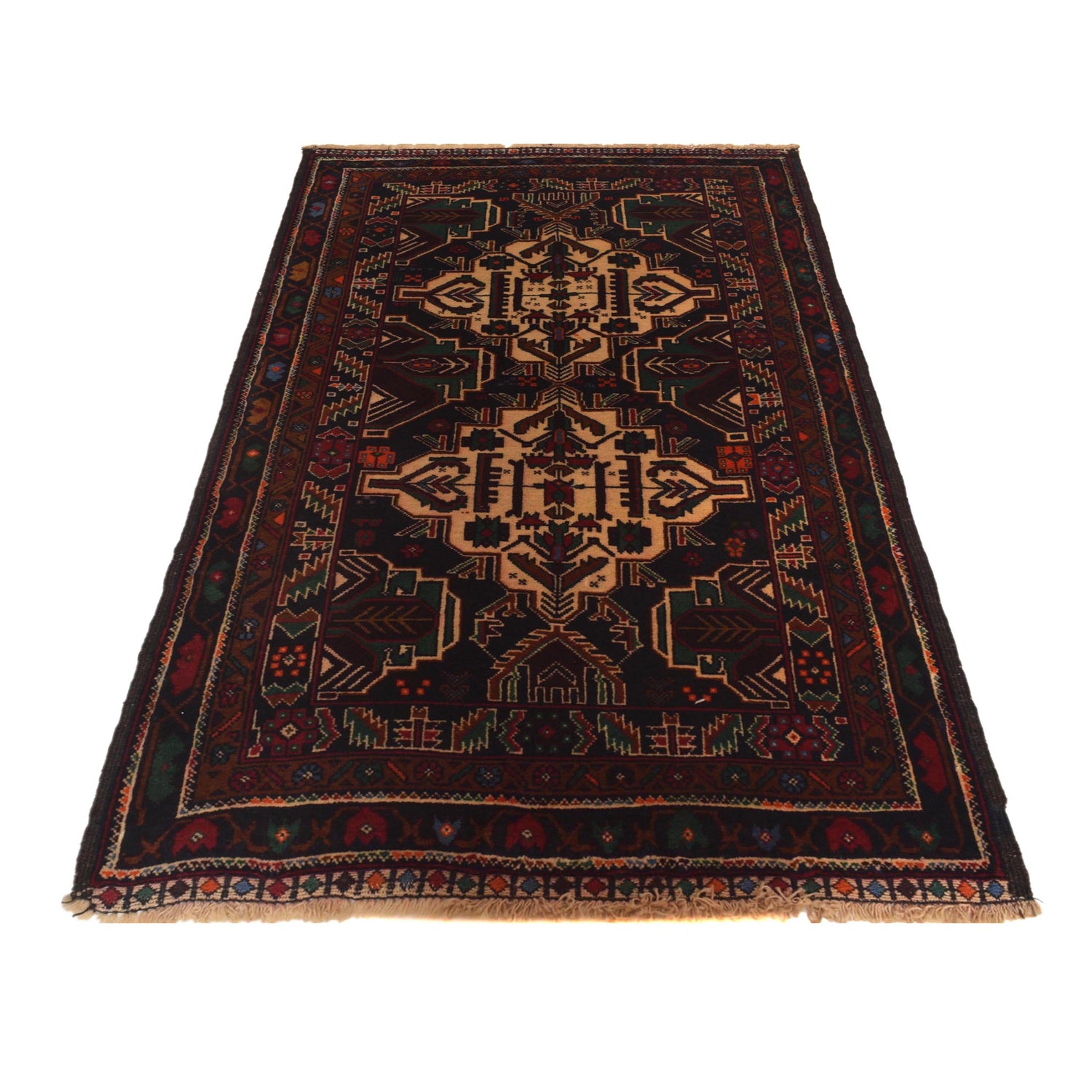 Baluchi Rug Handmade Multi Geometric 3x5 ft
