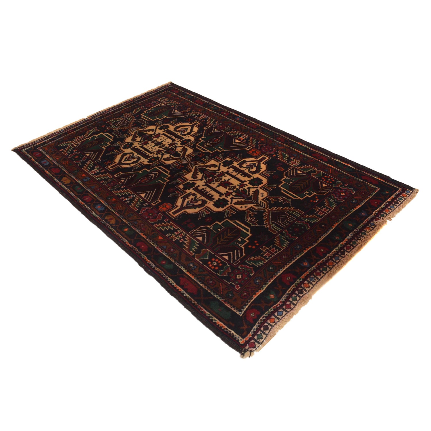 Baluchi Rug Handmade Multi Geometric 3x5 ft