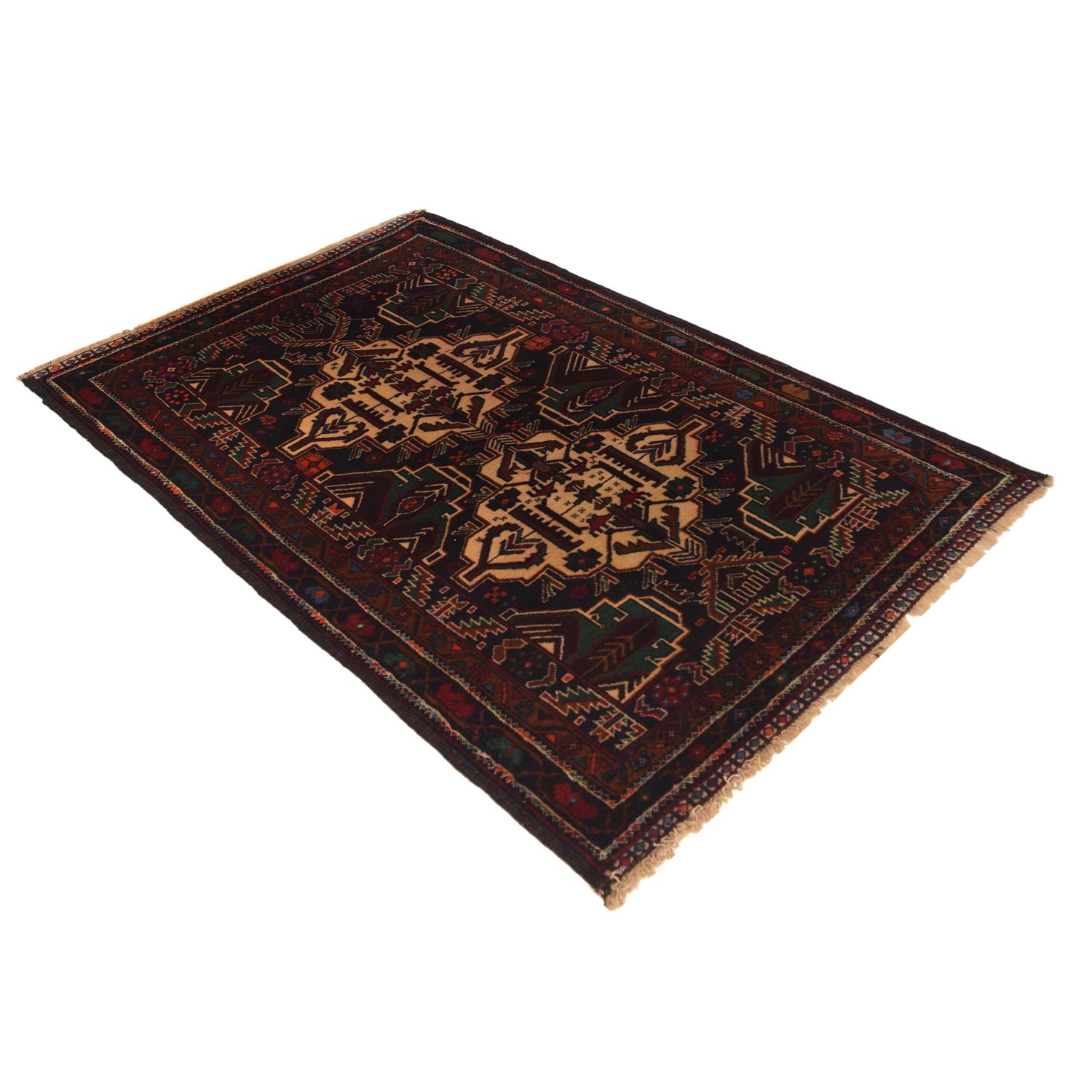 Baluchi Rug Handmade Multi Geometric 3x5 ft