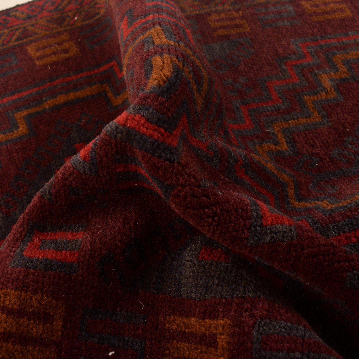 Baluchi Rug Handmade Red Geometric 3x5 ft
