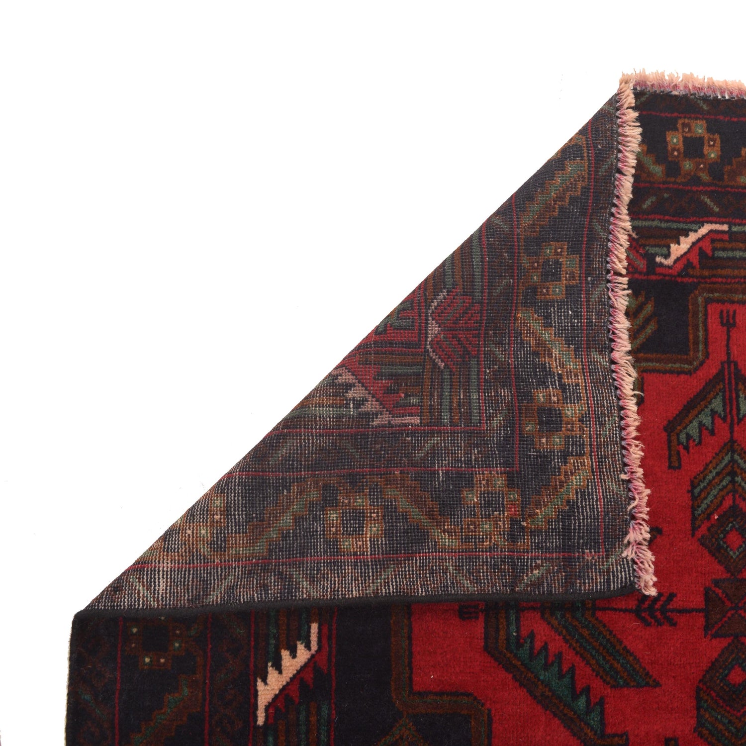 Baluchi Rug Handmade Red Geometric 4x6 ft