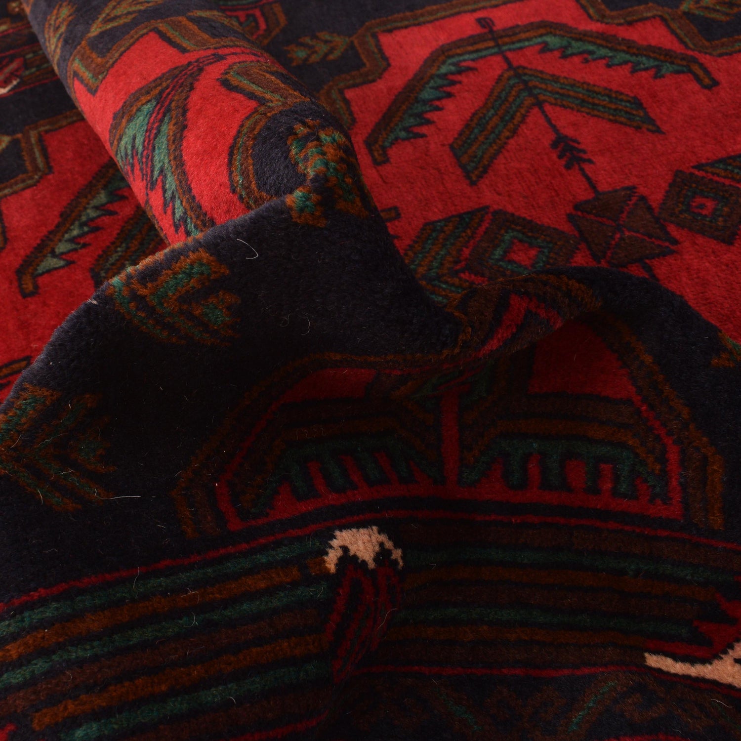 Baluchi Rug Handmade Red Geometric 4x6 ft