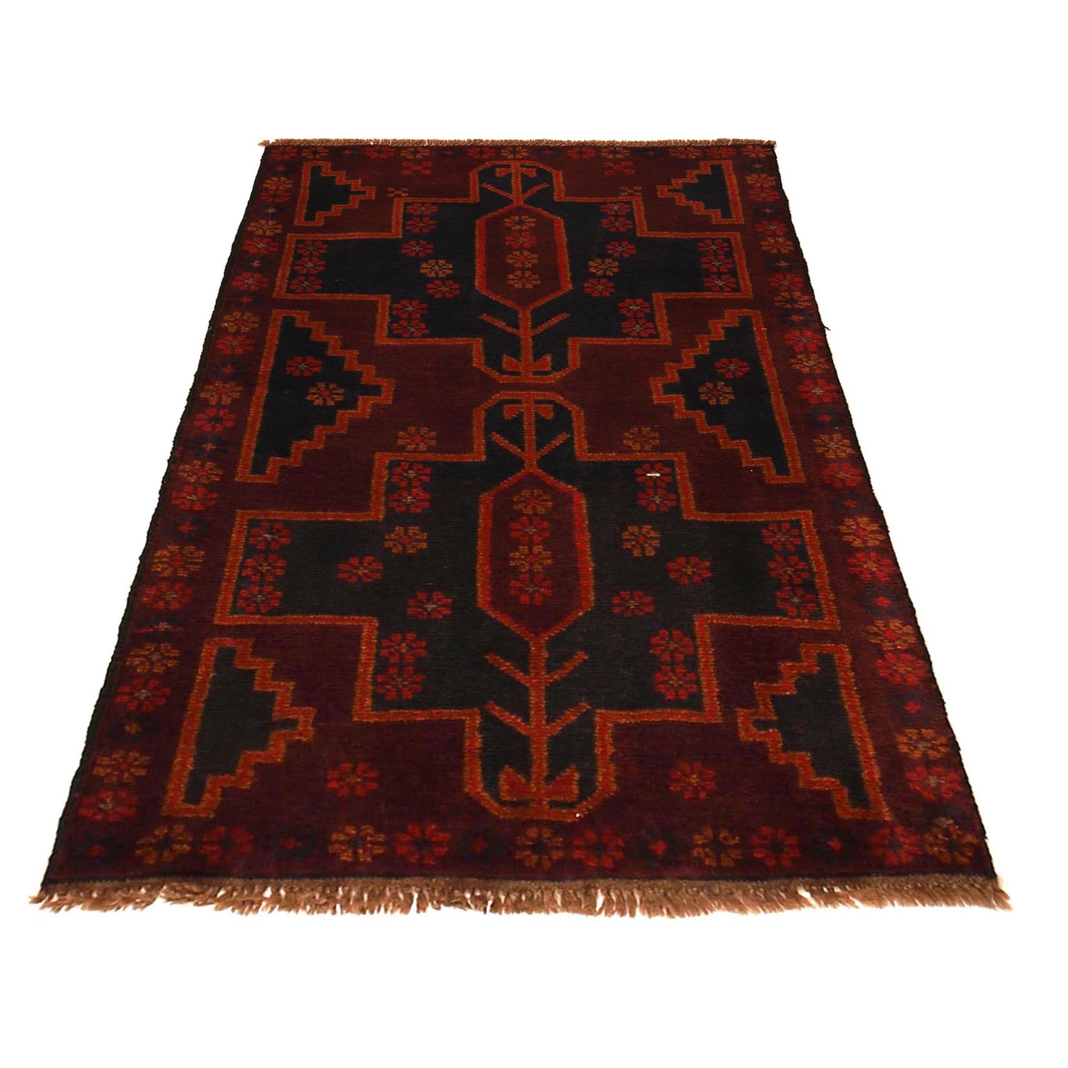 Baluchi Rug Handmade Red Geometric 2x4 ft