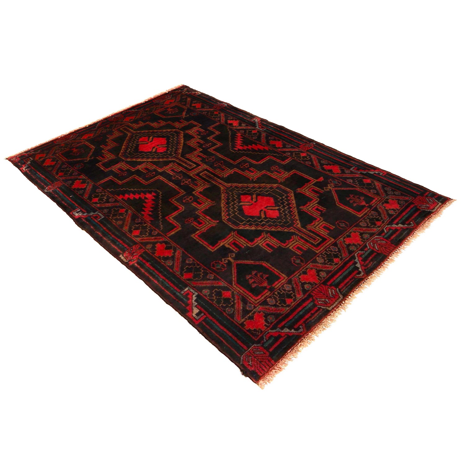 Baluchi Rug Handmade Multi Geometric 3x5 ft