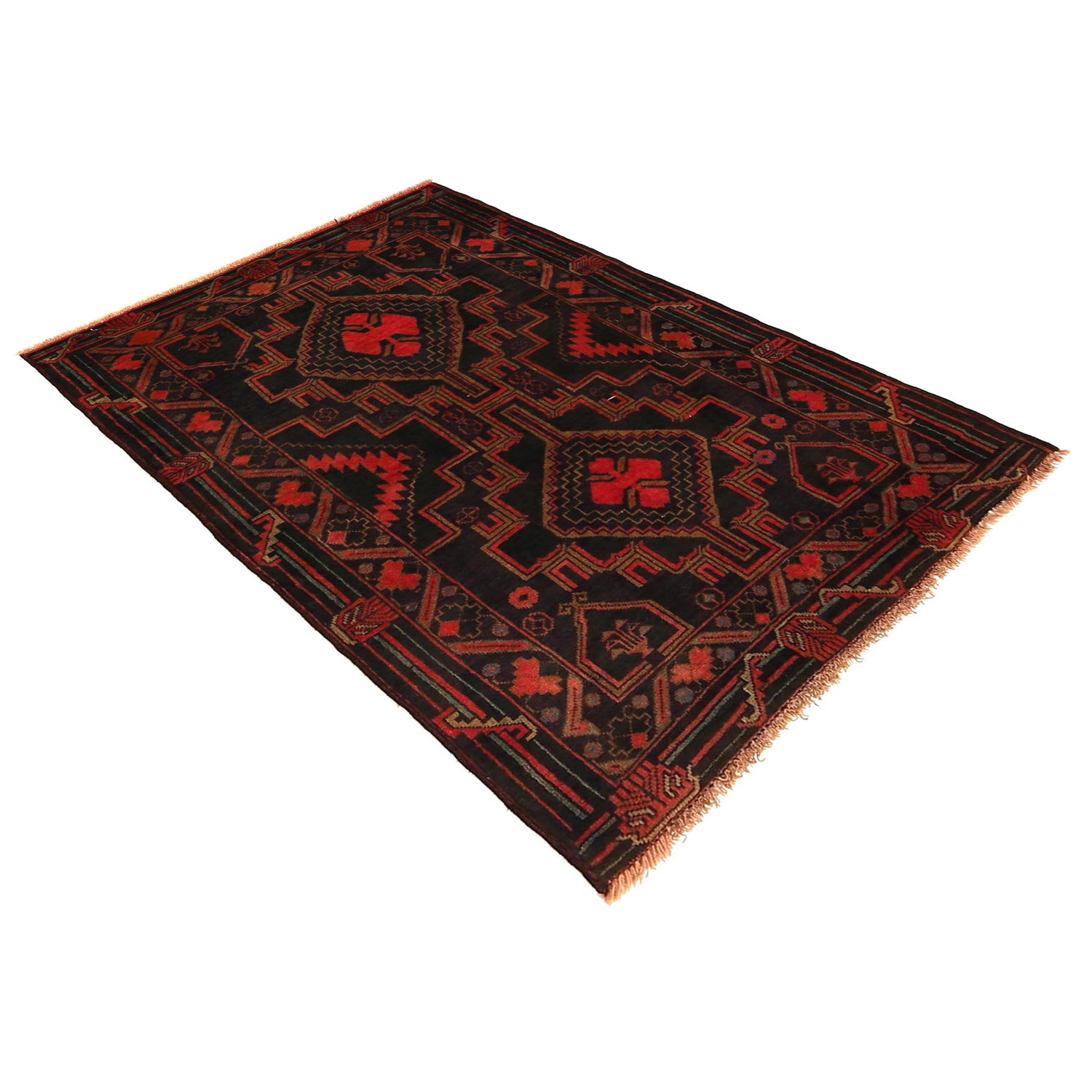 Baluchi Rug Handmade Multi Geometric 3x5 ft