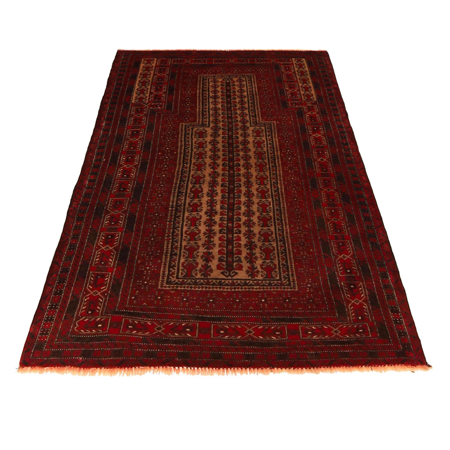 Baluchi Rug Handmade Red Prayer Design 3x5 ft