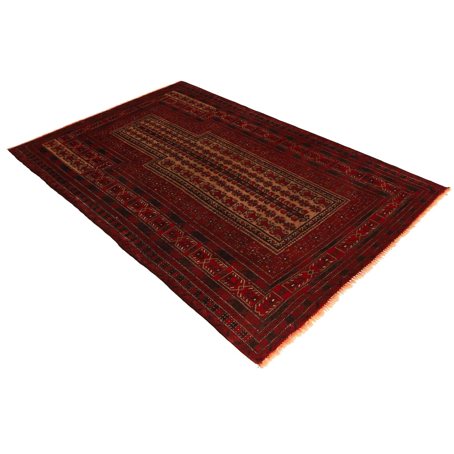 Baluchi Rug Handmade Red Prayer Design 3x5 ft