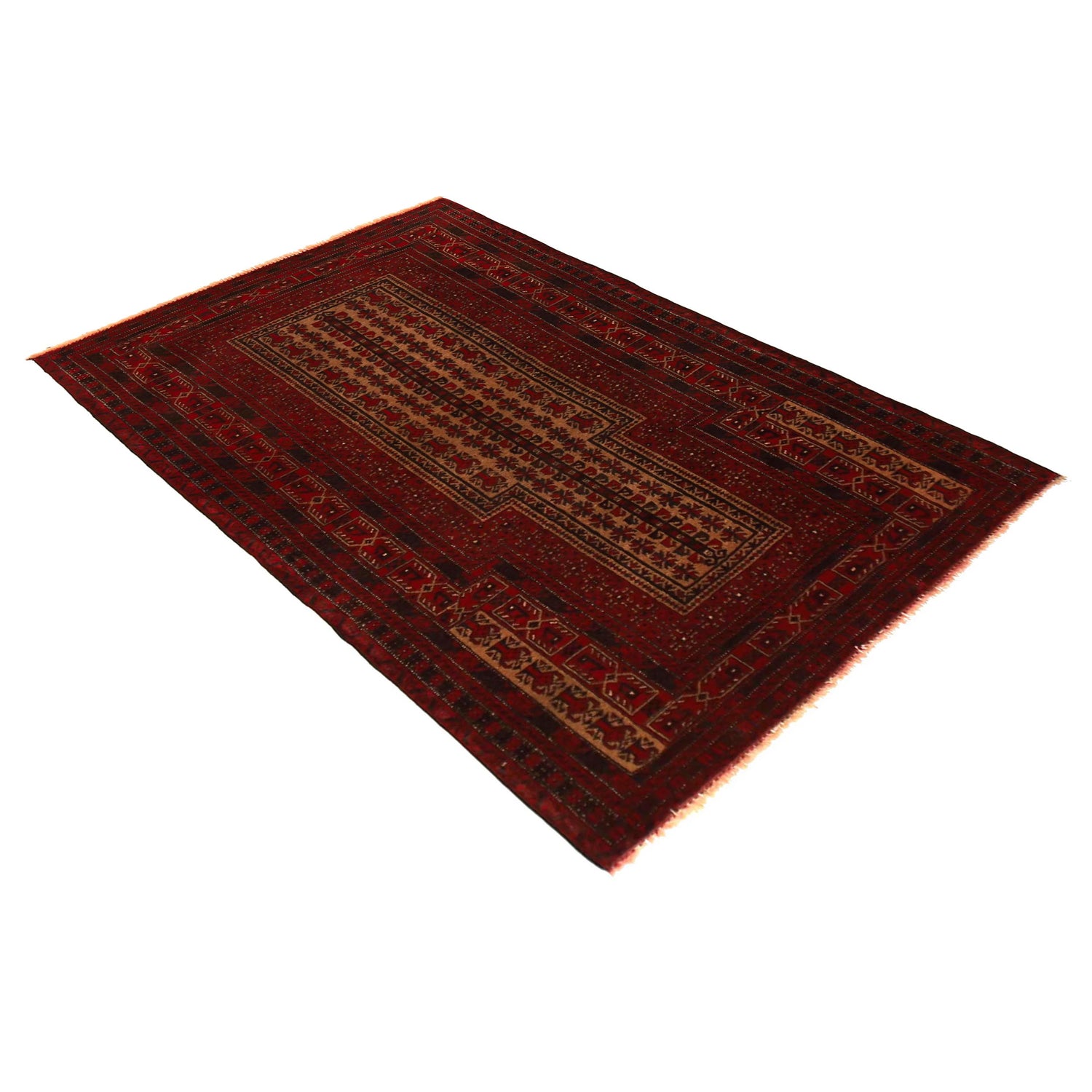 Baluchi Rug Handmade Red Prayer Design 3x5 ft