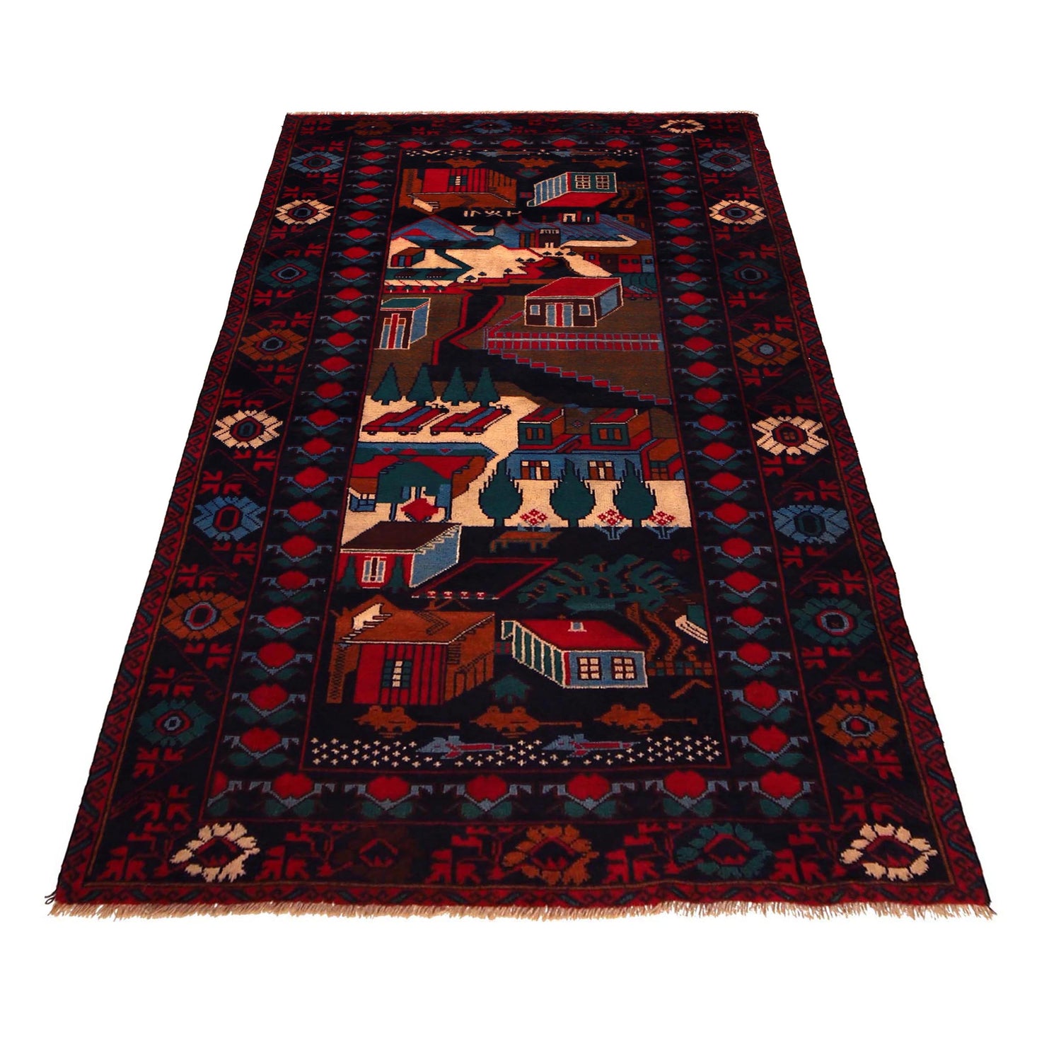 Pictorial Rug Handmade Multi Design