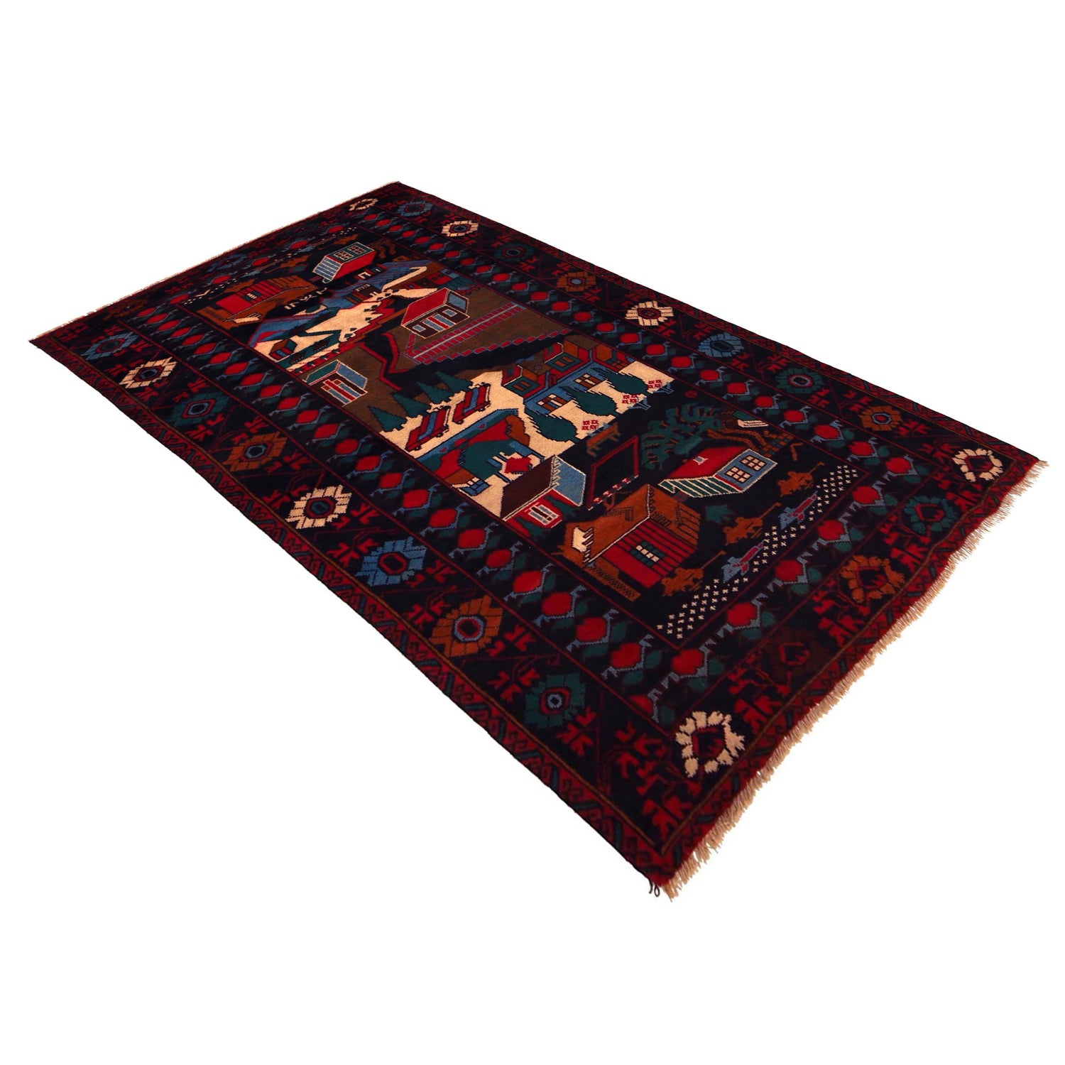 Pictorial Rug Handmade Multi Design
