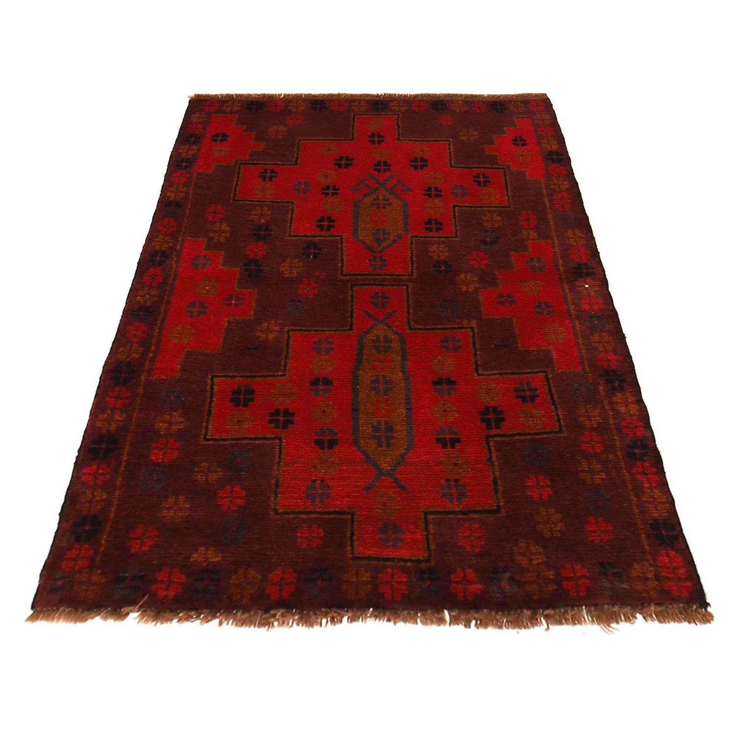 Baluchi Rug Handmade Red Geometric 2x4 ft