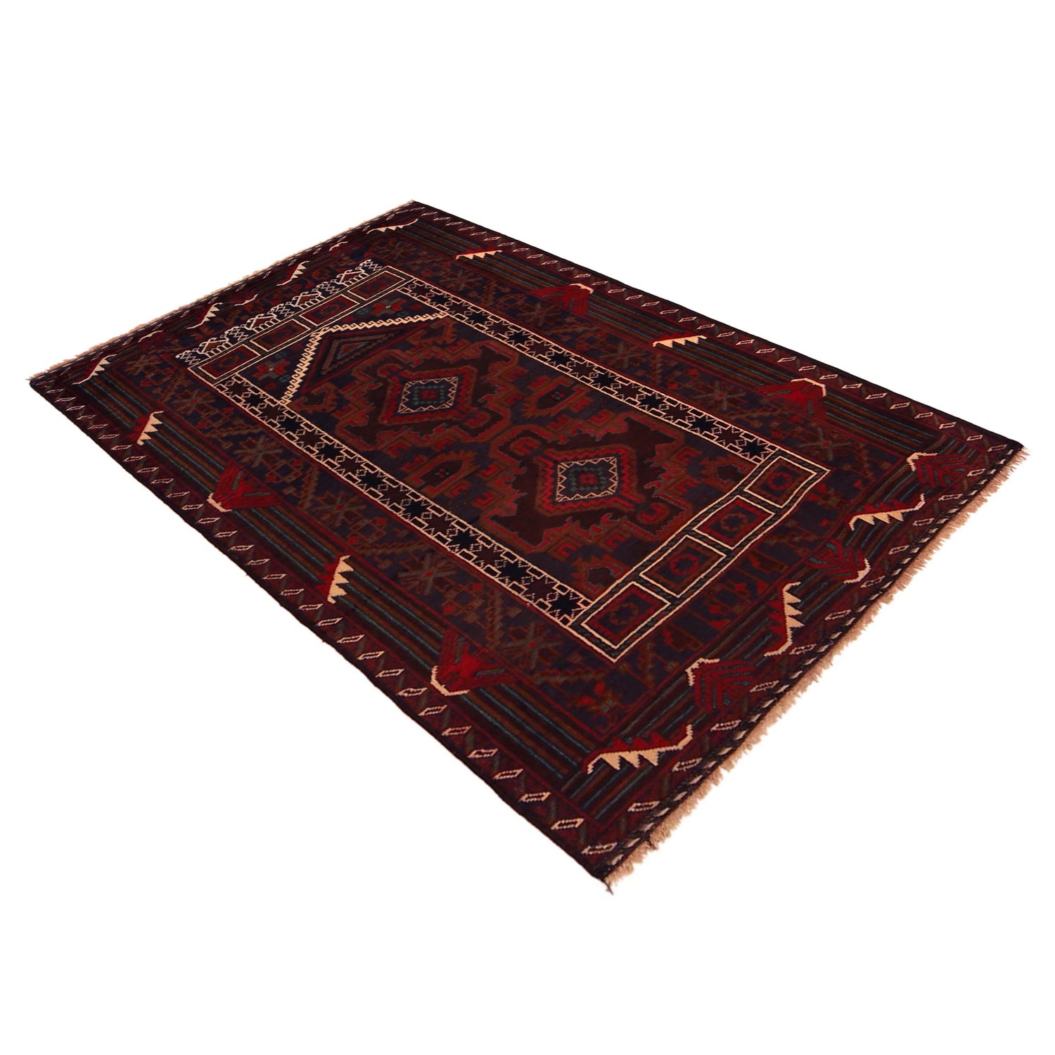 Baluchi Rug Handmade Red Prayer Design 3x5 ft