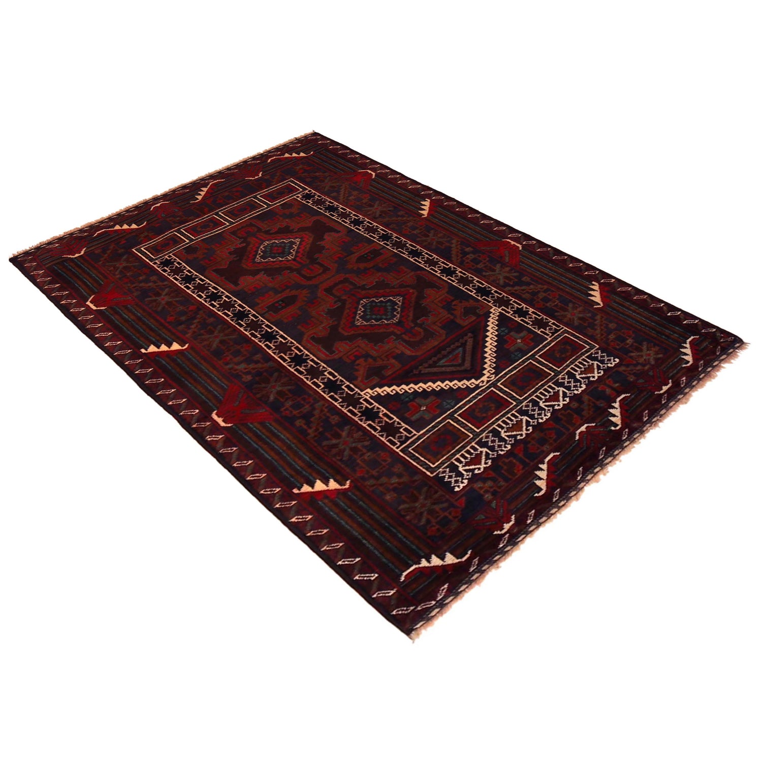 Baluchi Rug Handmade Red Prayer Design 3x5 ft