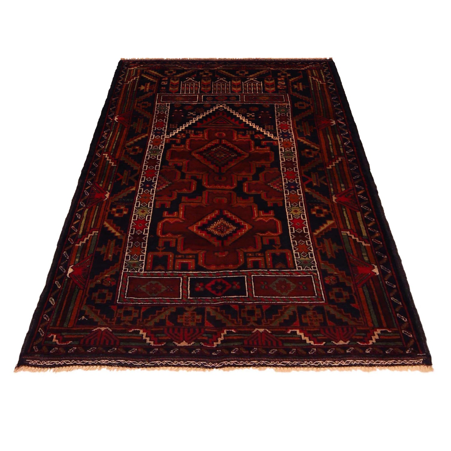 Baluchi Rug Handmade Multi Prayer Design 2x4 ft