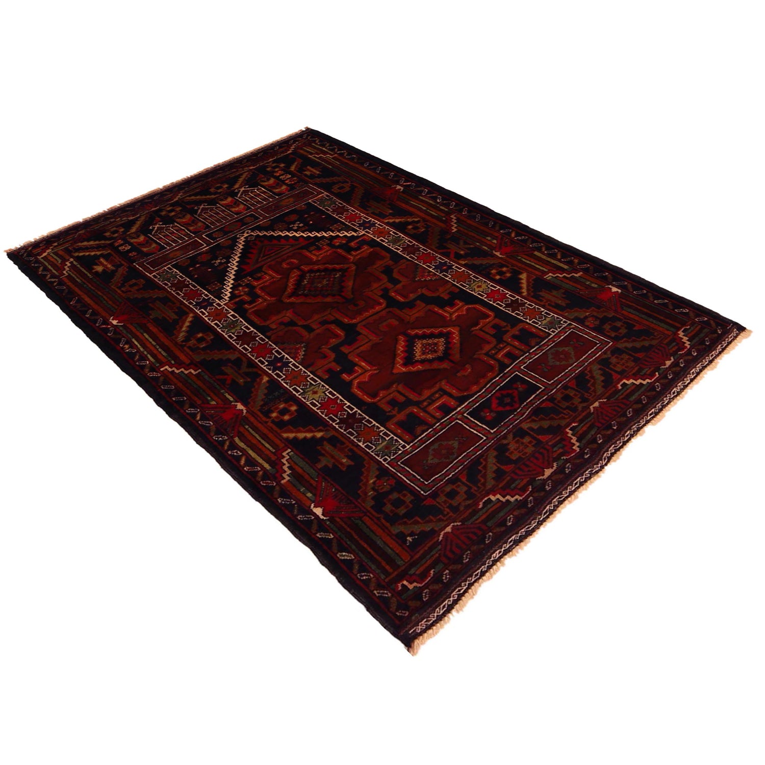 Baluchi Rug Handmade Multi Prayer Design 2x4 ft