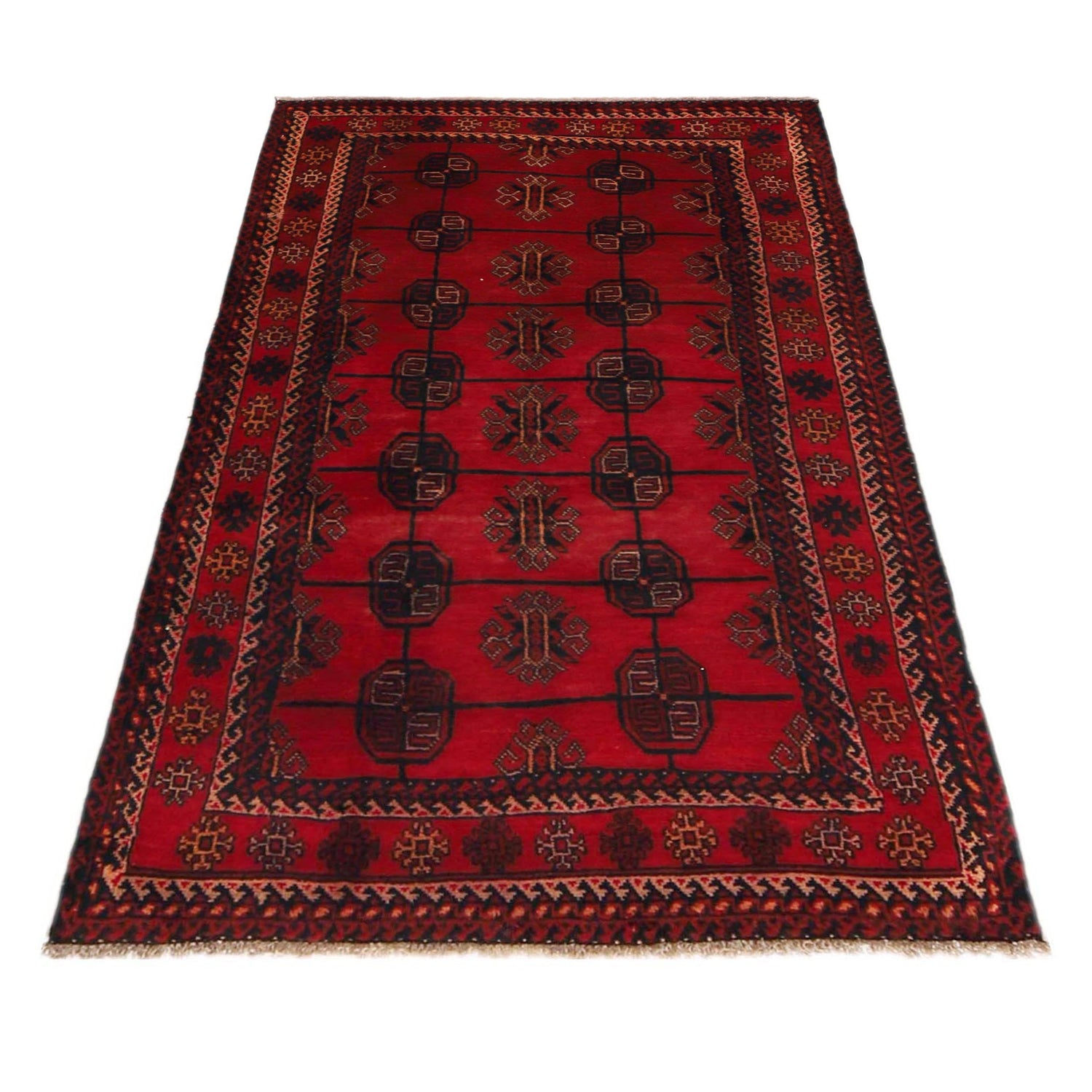Baluchi Rug Handmade Red Geometric 3x5 ft