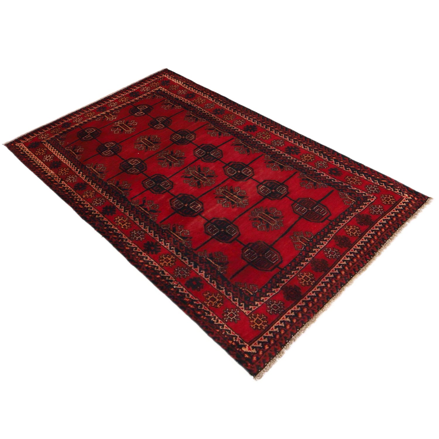 Baluchi Rug Handmade Red Geometric 3x5 ft
