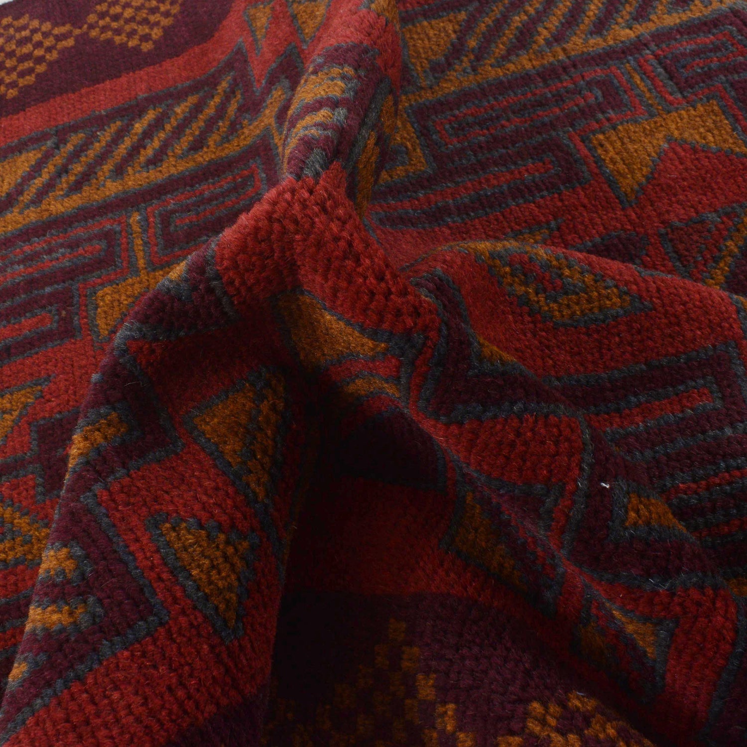 Baluchi Rug Handmade Red Geometric 2x4 ft
