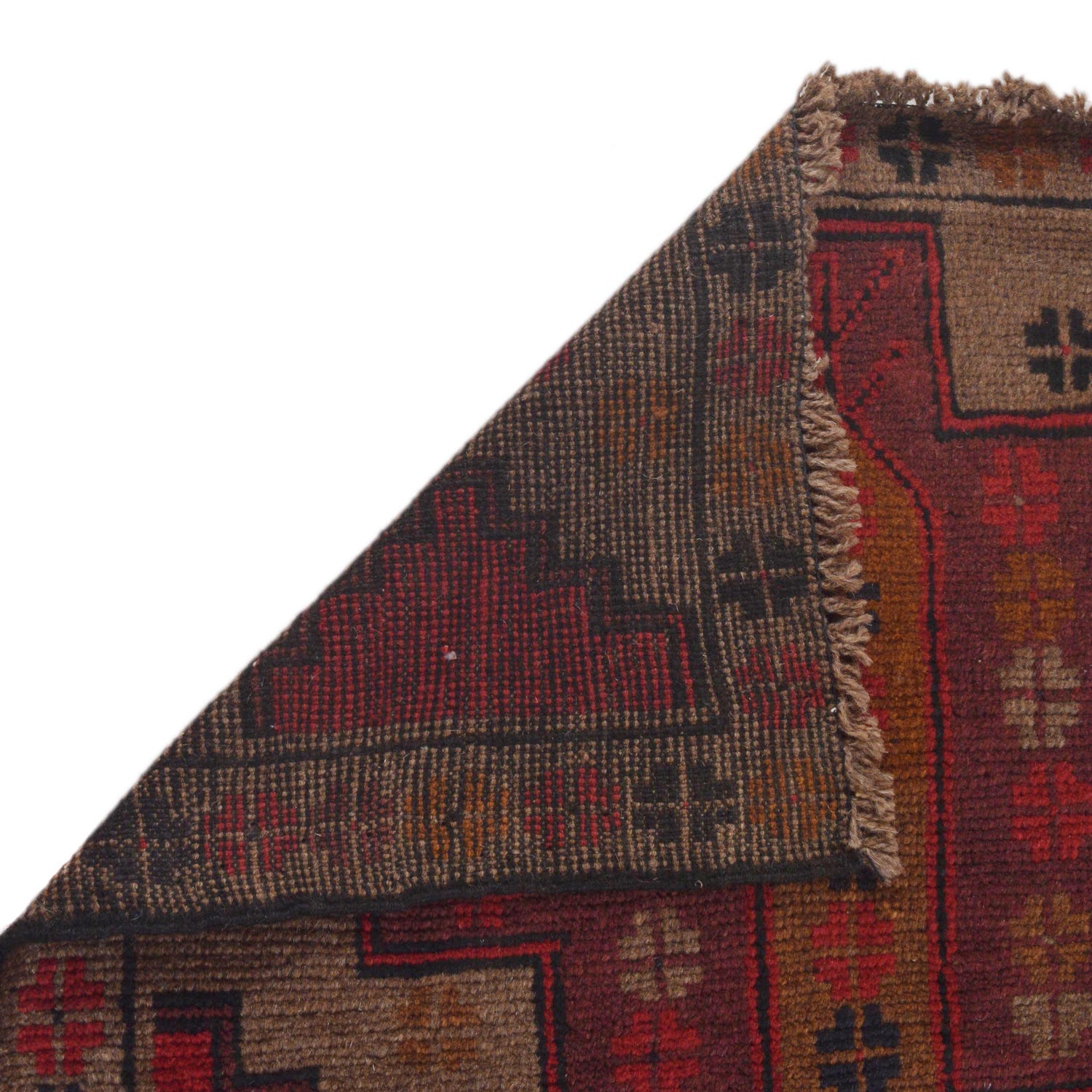 Baluchi Rug Handmade Brown Geometric 2x4 ft