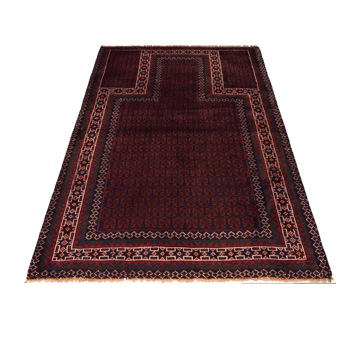 Baluchi Rug Handmade Red Prayer Design 3x5 ft