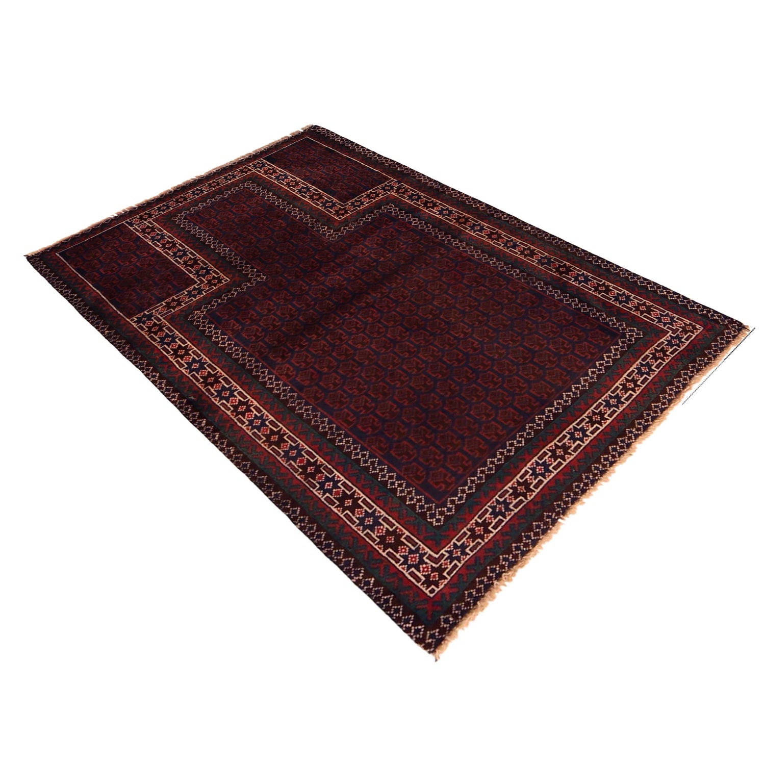 Baluchi Rug Handmade Red Prayer Design 3x5 ft