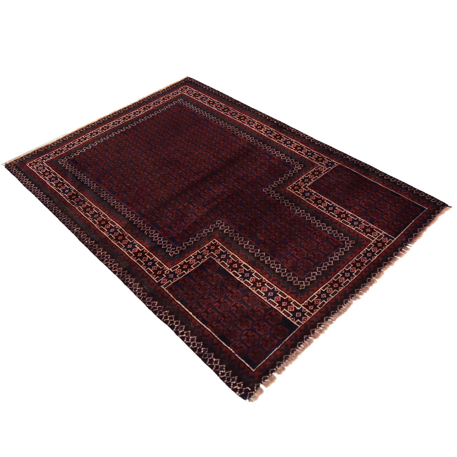 Baluchi Rug Handmade Red Prayer Design 3x5 ft