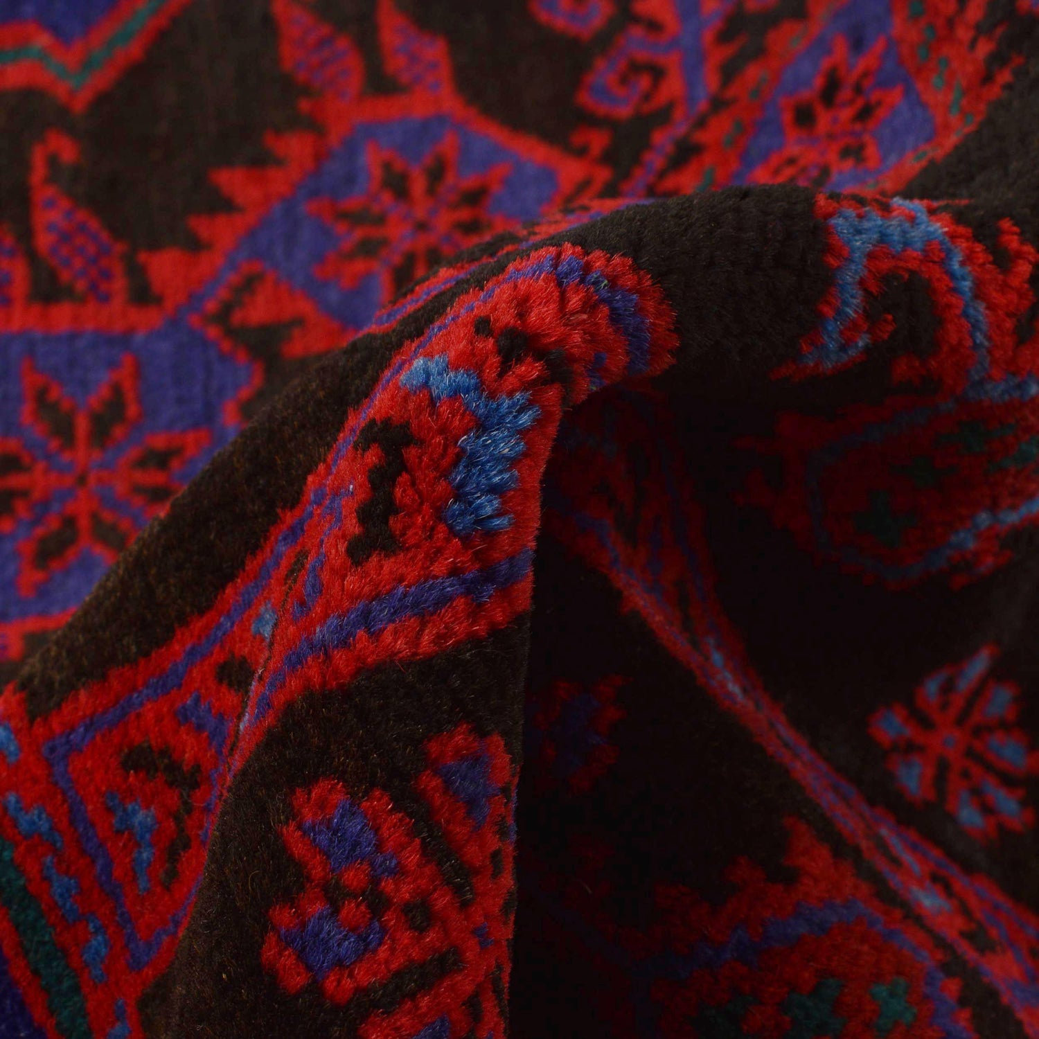 Baluchi Rug Handmade Red Geometric 2x4 ft