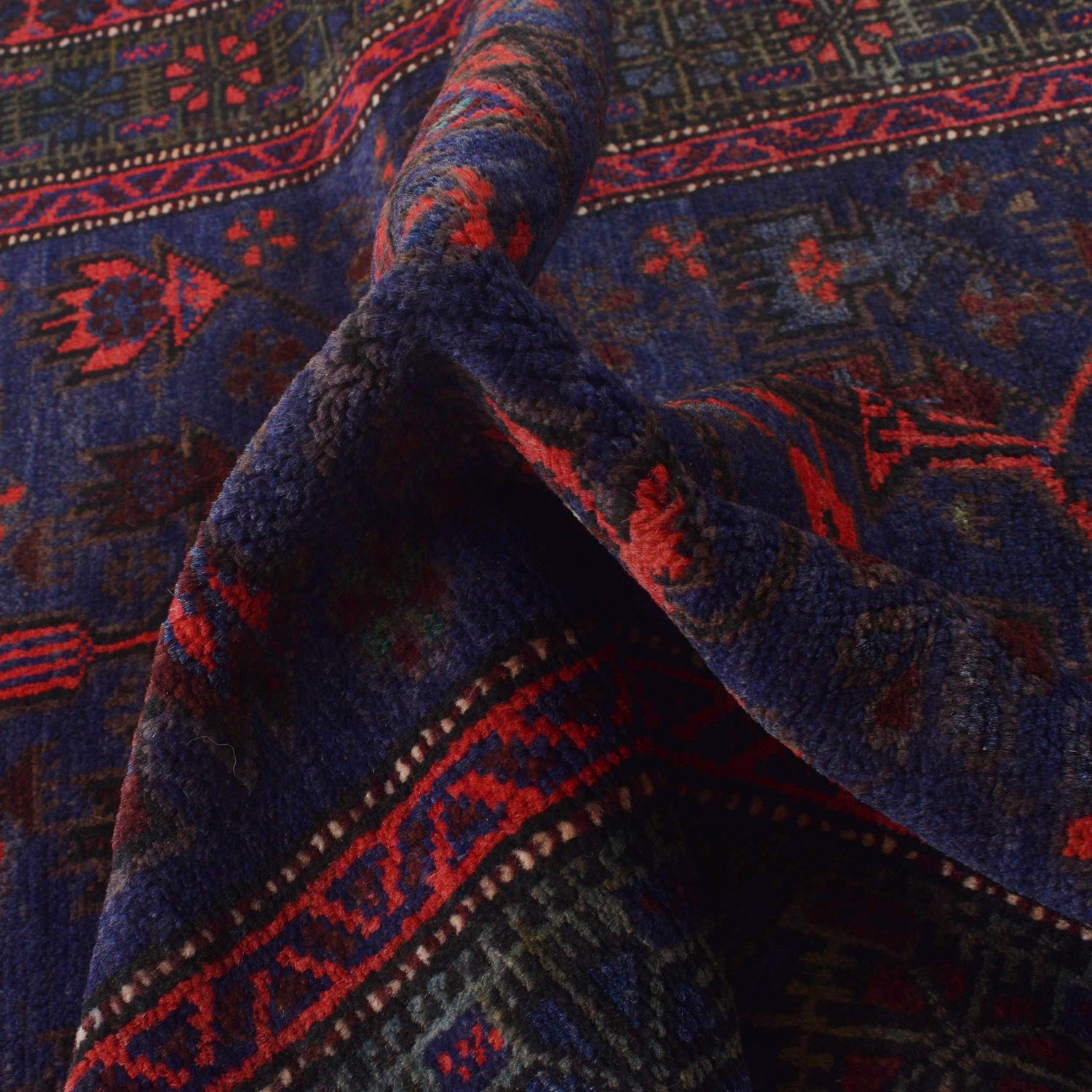 Baluchi Rug Handmade Blue Geometric 3x5 ft