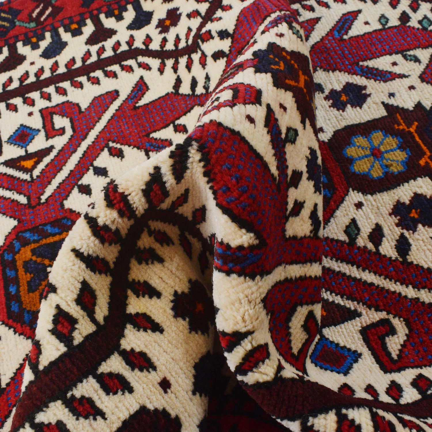 Baluchi Rug Handmade Beige Geometric 3x5 ft