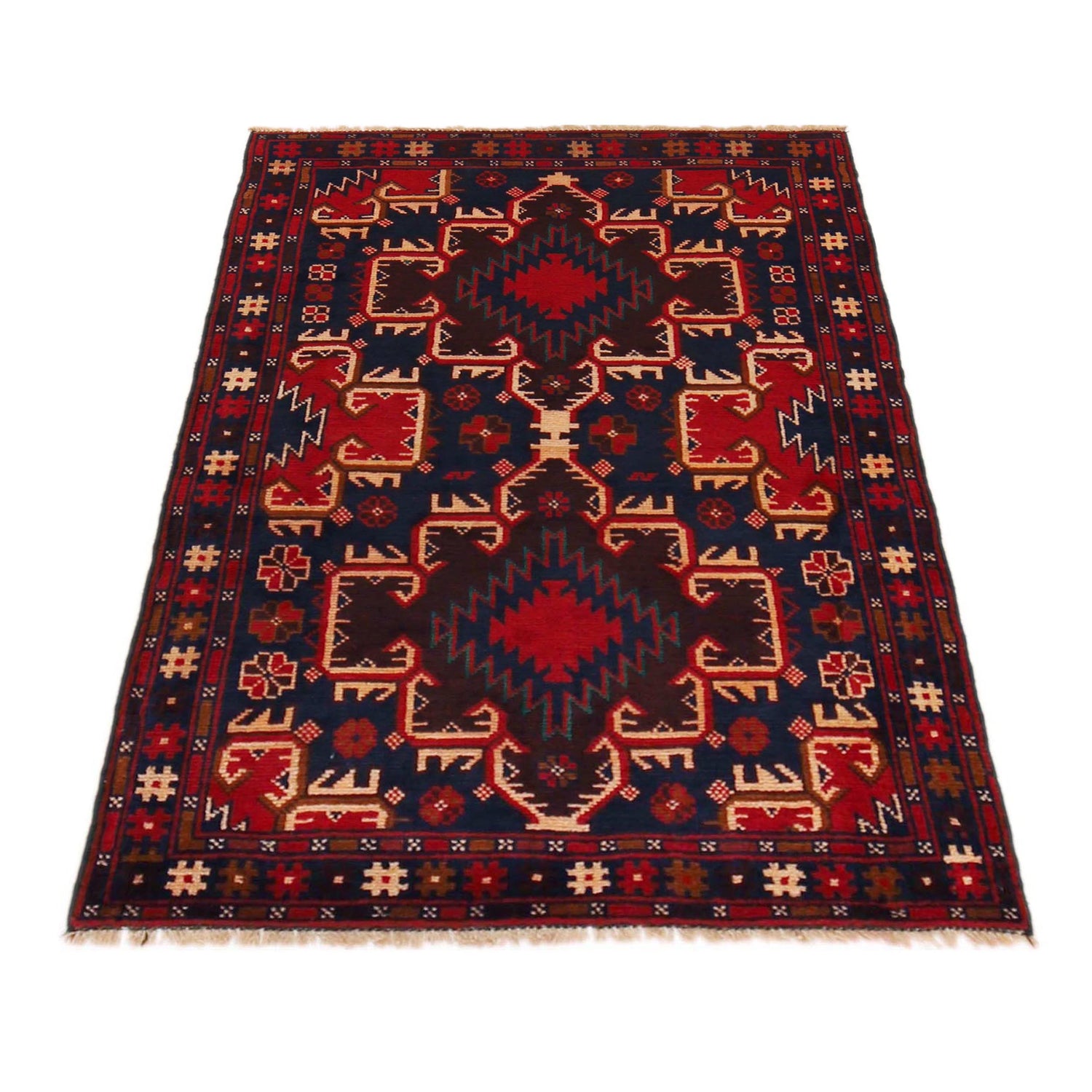 Baluchi Rug Handmade Multi Geometric 3x5 ft