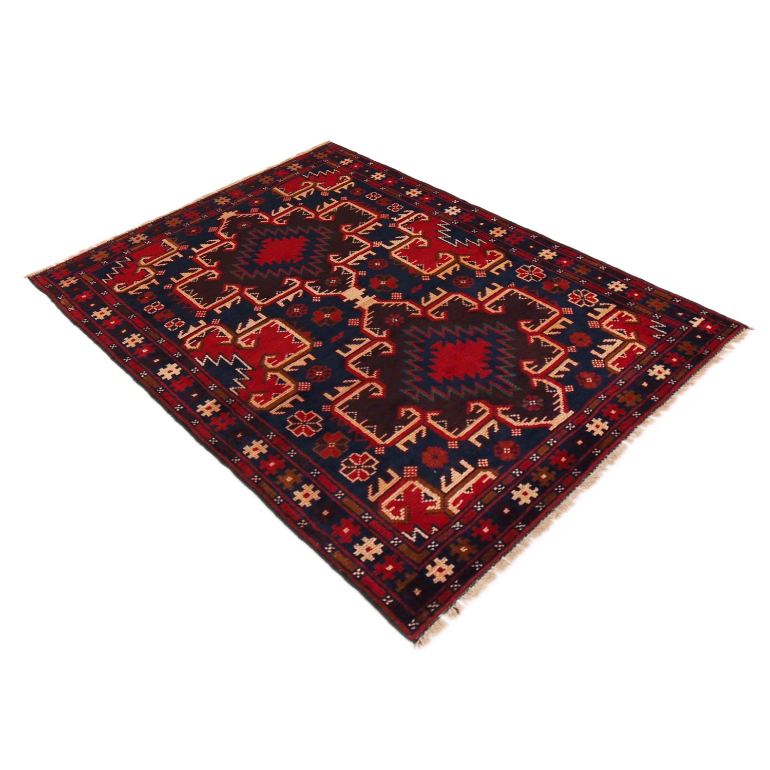 Baluchi Rug Handmade Multi Geometric 3x5 ft