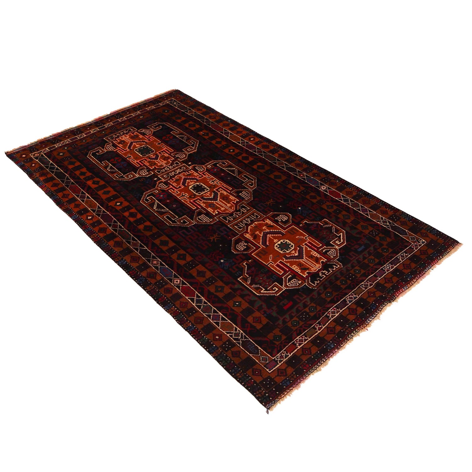 Baluchi Rug Handmade Multi Geometric 4x6 ft