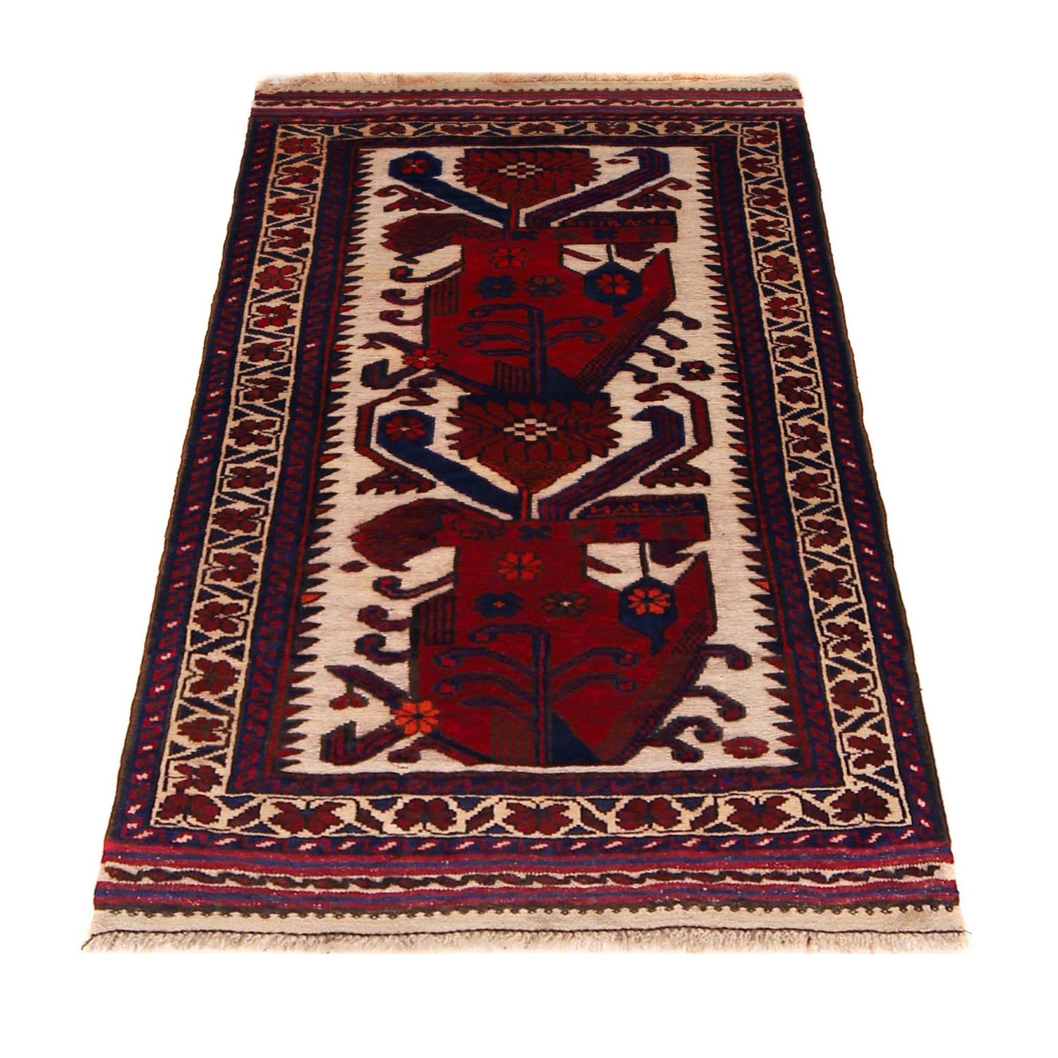 Baluchi Rug Handmade Multi Geometric 2x4 ft