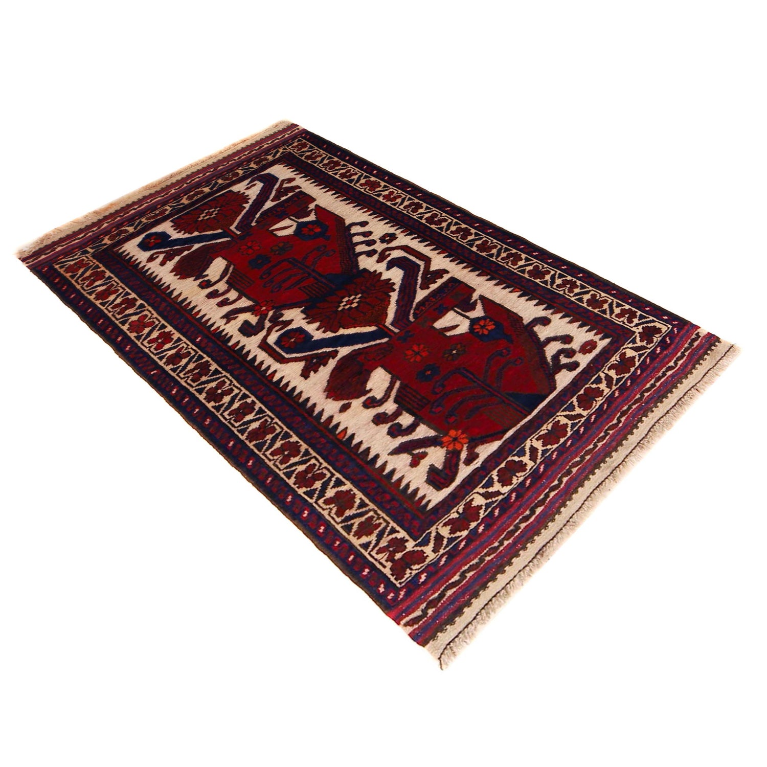 Baluchi Rug Handmade Multi Geometric 2x4 ft