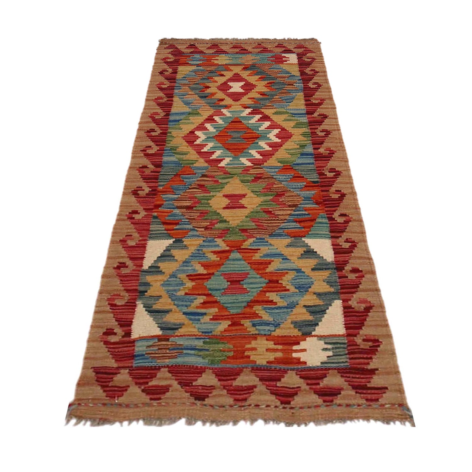 Handmade Multi Kilim Geometric 5' Runner