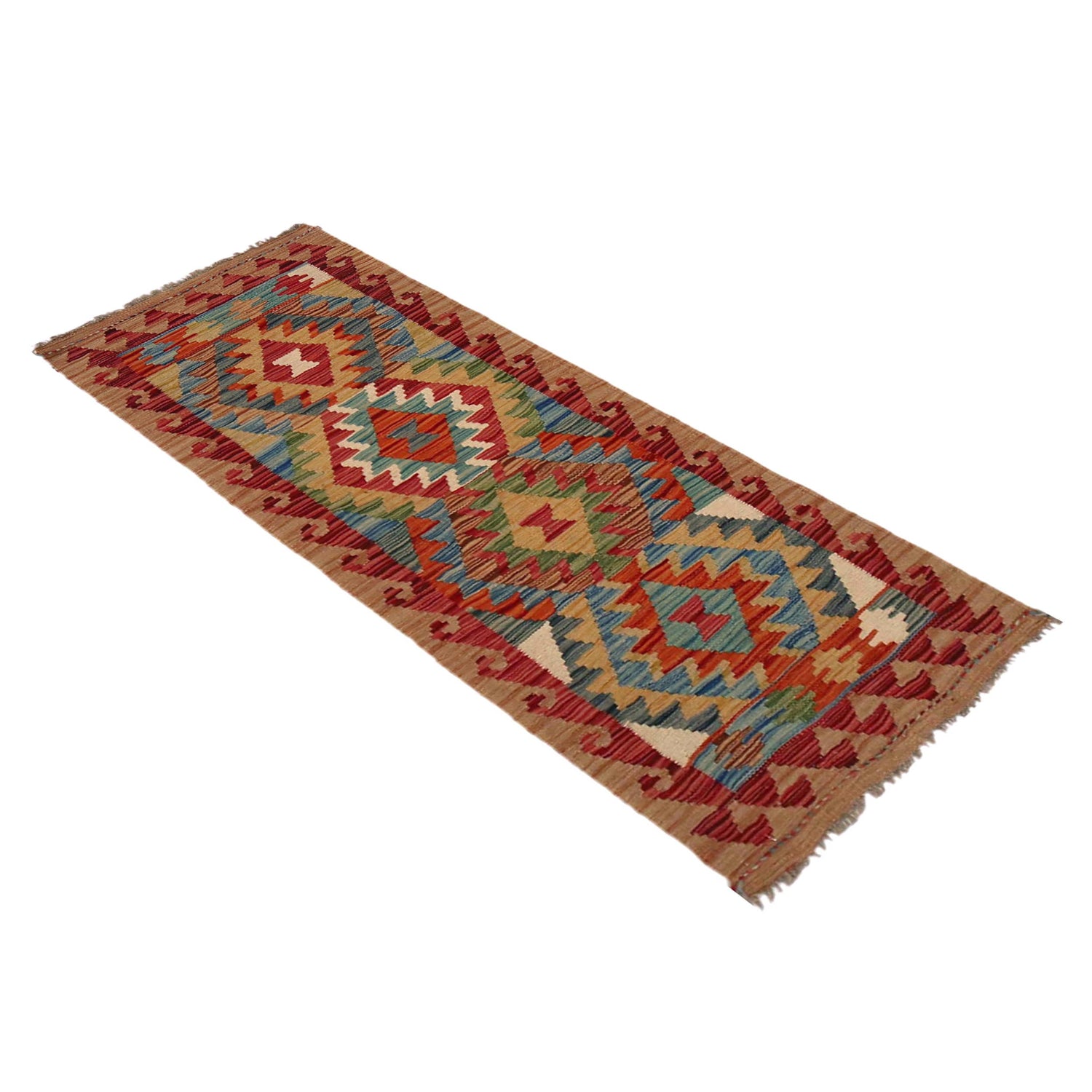 Handmade Multi Kilim Geometric 5' Runner