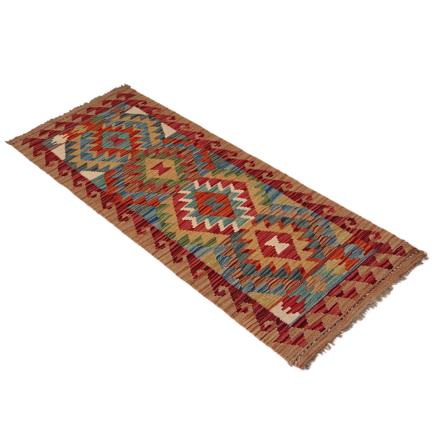 Handmade Multi Kilim Geometric 5' Runner